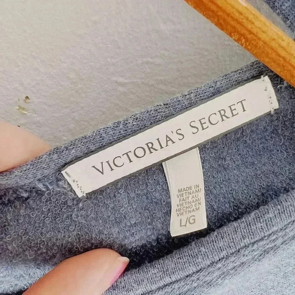 Victoria's Secret VS Blue Terrycloth Relaxed Fit Tee Open Back Loungewear Size L - Picture 5 of 6